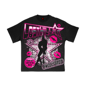 
                  
                    Load image into Gallery viewer, LOSTHILLS ROCKSTAR LIPS BLACK/PINK SHIRT
                  
                