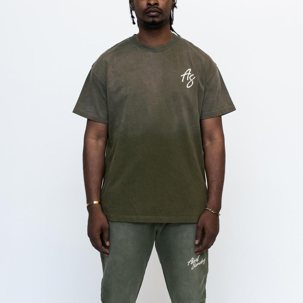 ALMOST SOMEDAY SIGNATURE OLIVE SUNFADE TEE