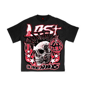 
                  
                    Load image into Gallery viewer, LOSTHILLS SKULL BLACK/RED/WHITE T SHIRT
                  
                