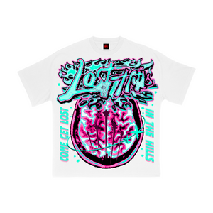 
                  
                    Load image into Gallery viewer, LOSTHILLS BRAIN  WHITE/PK/TEAL T SHIRT
                  
                