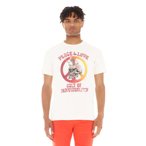 
                  
                    Load image into Gallery viewer, CULT OF INDIVIDUALITY SHORT AND SLEEVE “PEACE AND LOVE “ TEE
                  
                