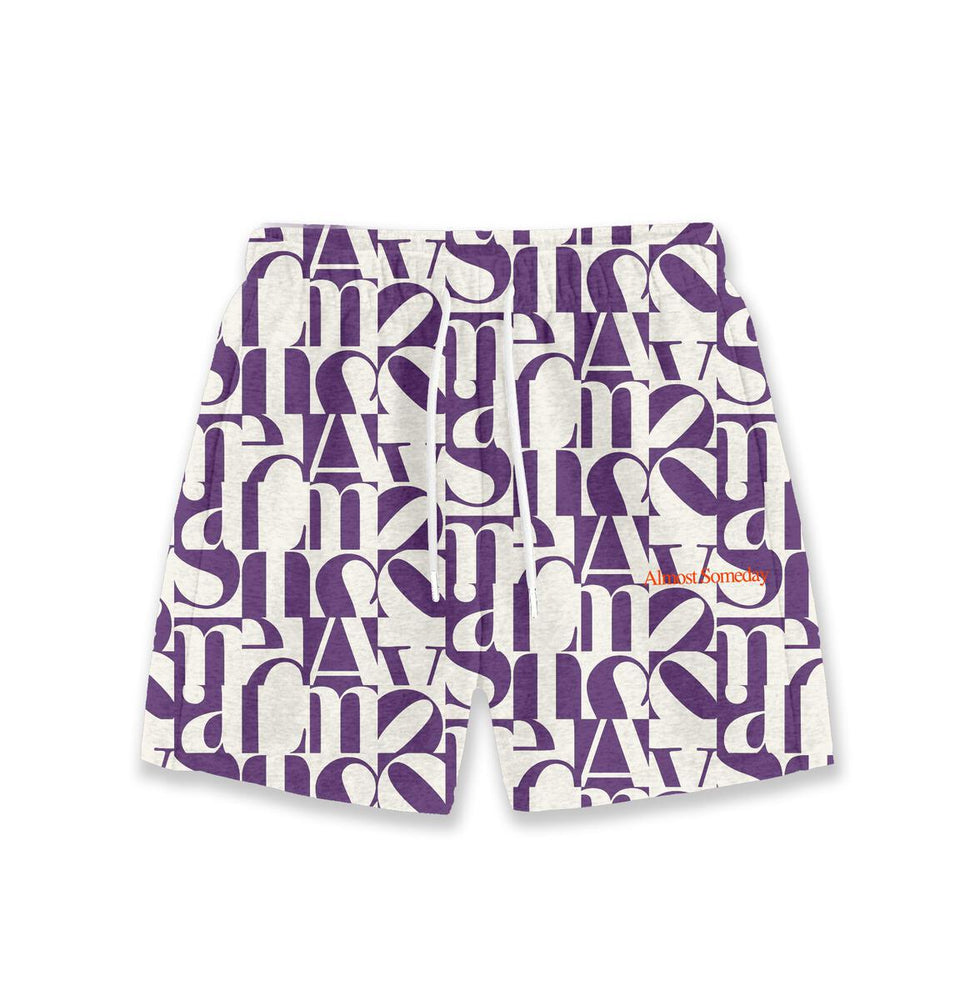 ALMOST SOMEDAY HARMONY TERRY SHORTS PURPLE/WHITE